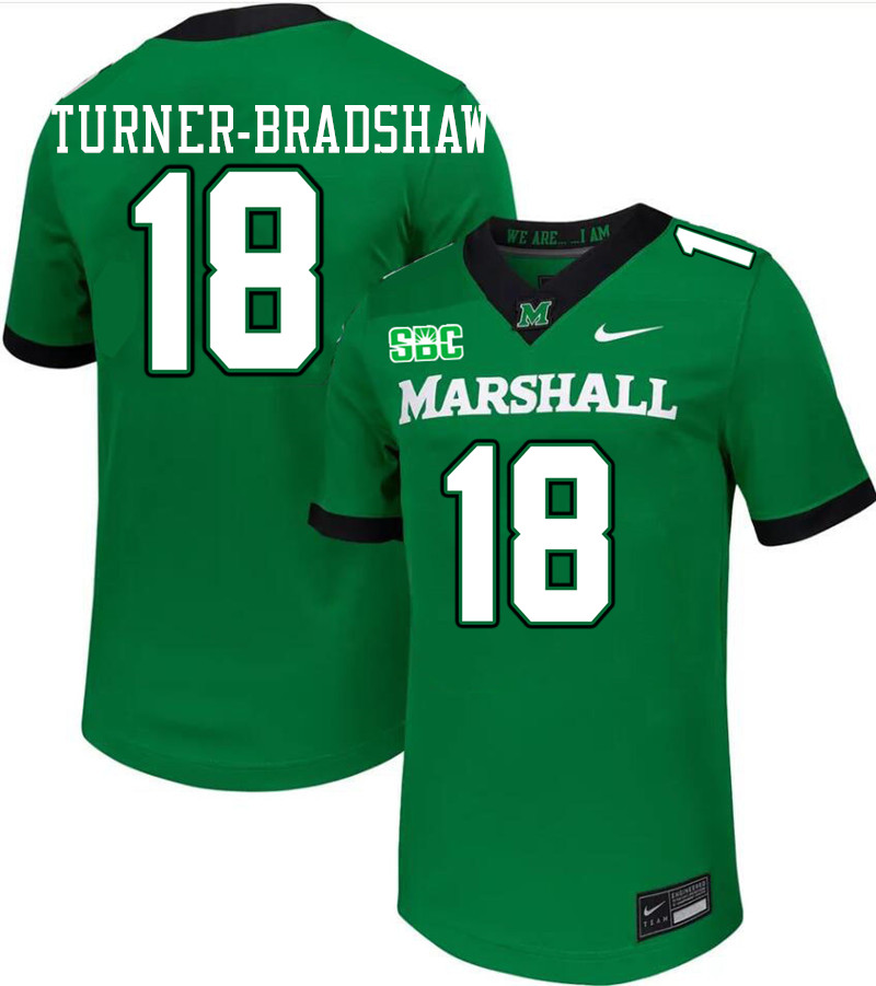 Marshall Thundering Herd #18 Xayvion Turner-Bradshaw College Football Jerseys Stitched-Green Marshall Thundering Herd #18 Xayvion Turner-Bradshaw College Football Jerseys Stitched-Green